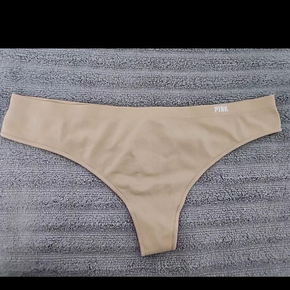 New W/ Tag Panties Victoria's Secret Pink Seamless Thong Color Nude Size M